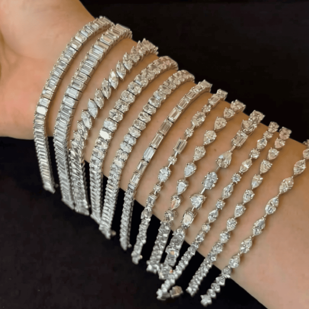 Bracelet tennis diamants taille marquise 4 carats