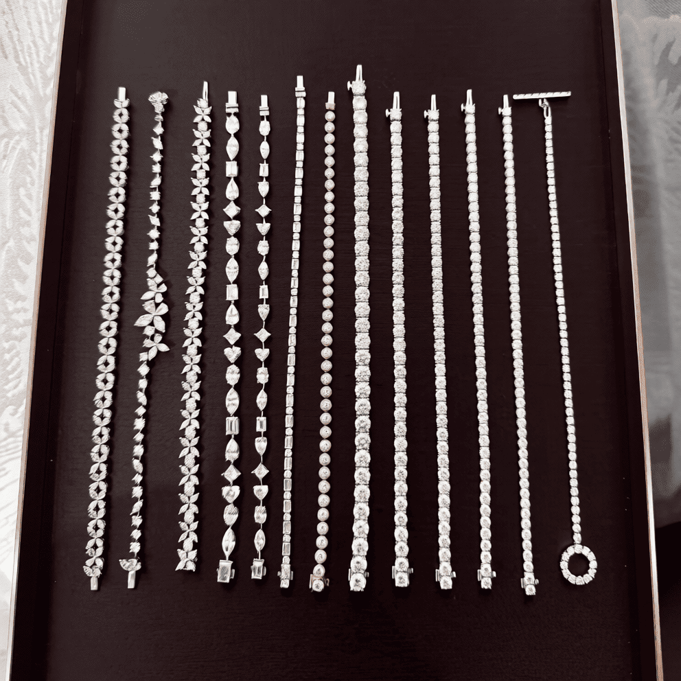 Bracelet tennis diamants chocolat et champagne en or rose