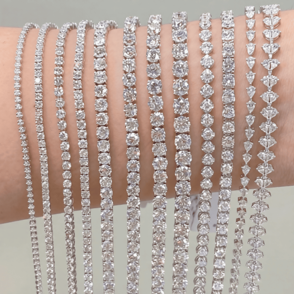Bracelet tennis diamants taille émeraude à degrés