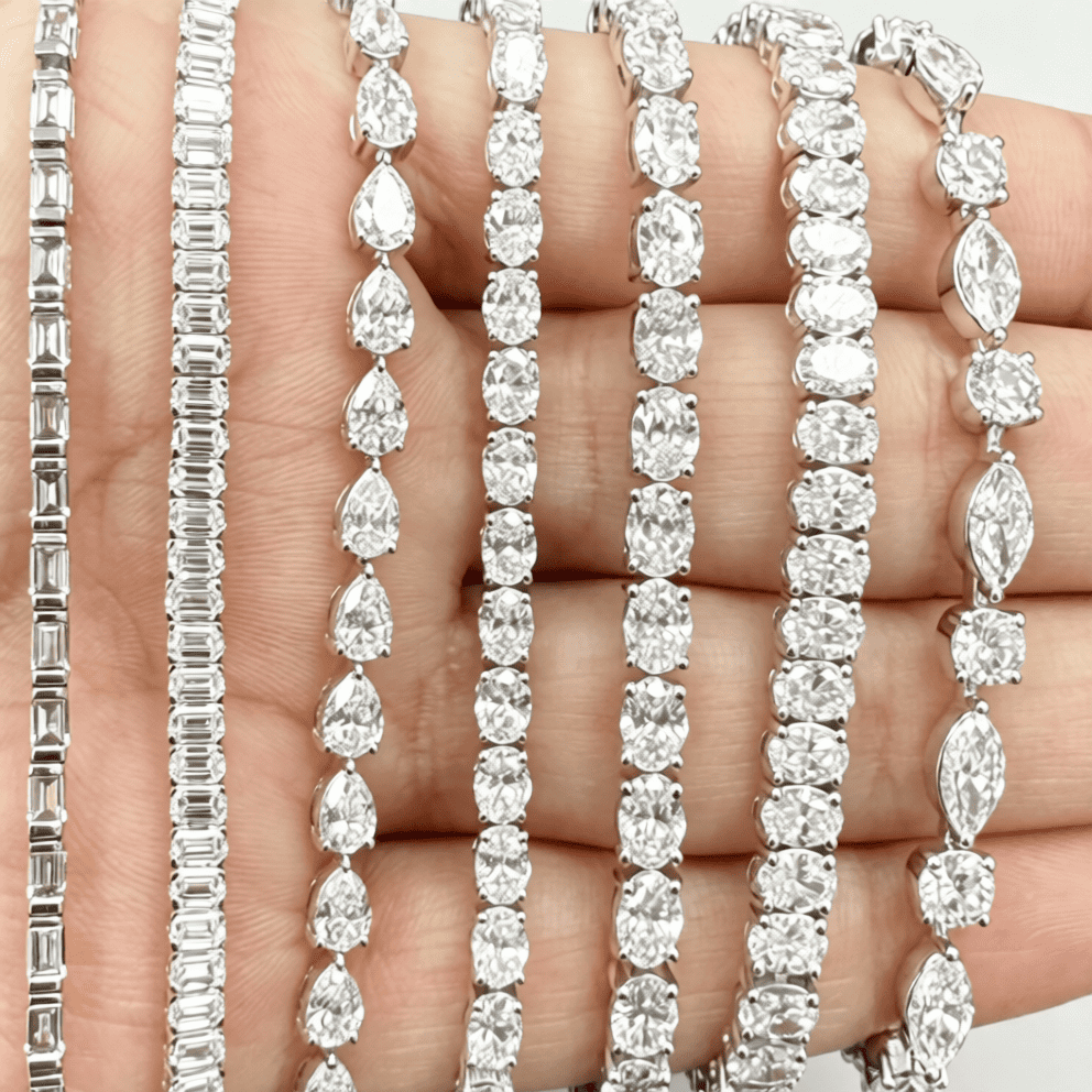 Bracelet tennis diamants taille poire sur-mesure
