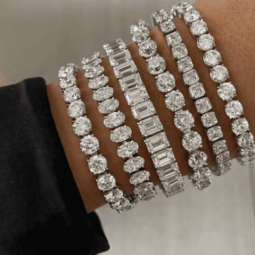 Bracelet rivière de diamants de laboratoire avec accents de couleur