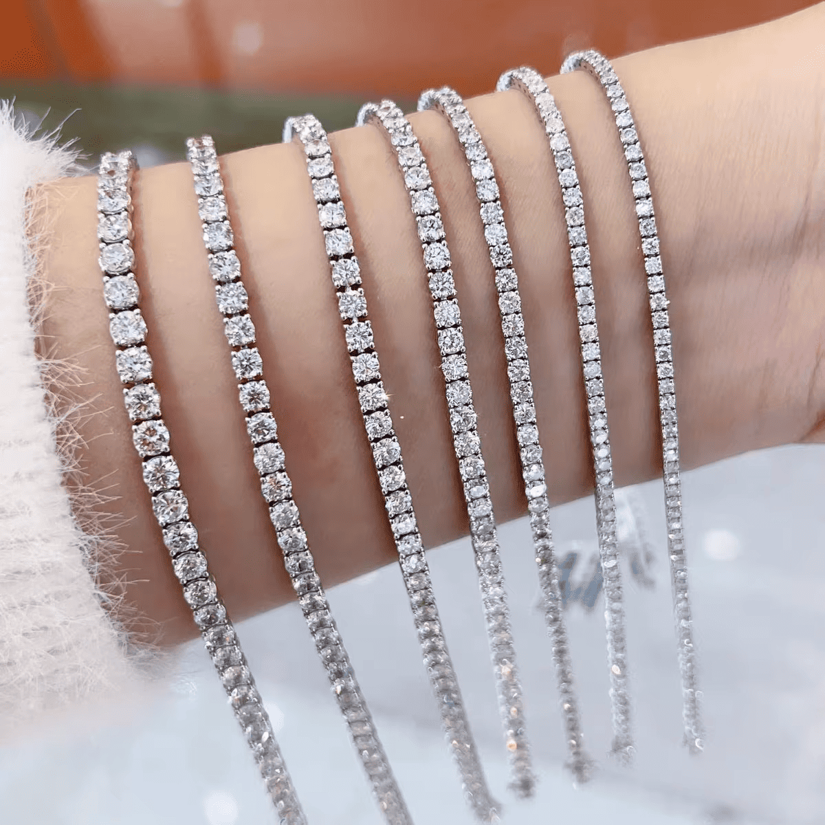 Bracelet tennis diamants taille ovale or blanc