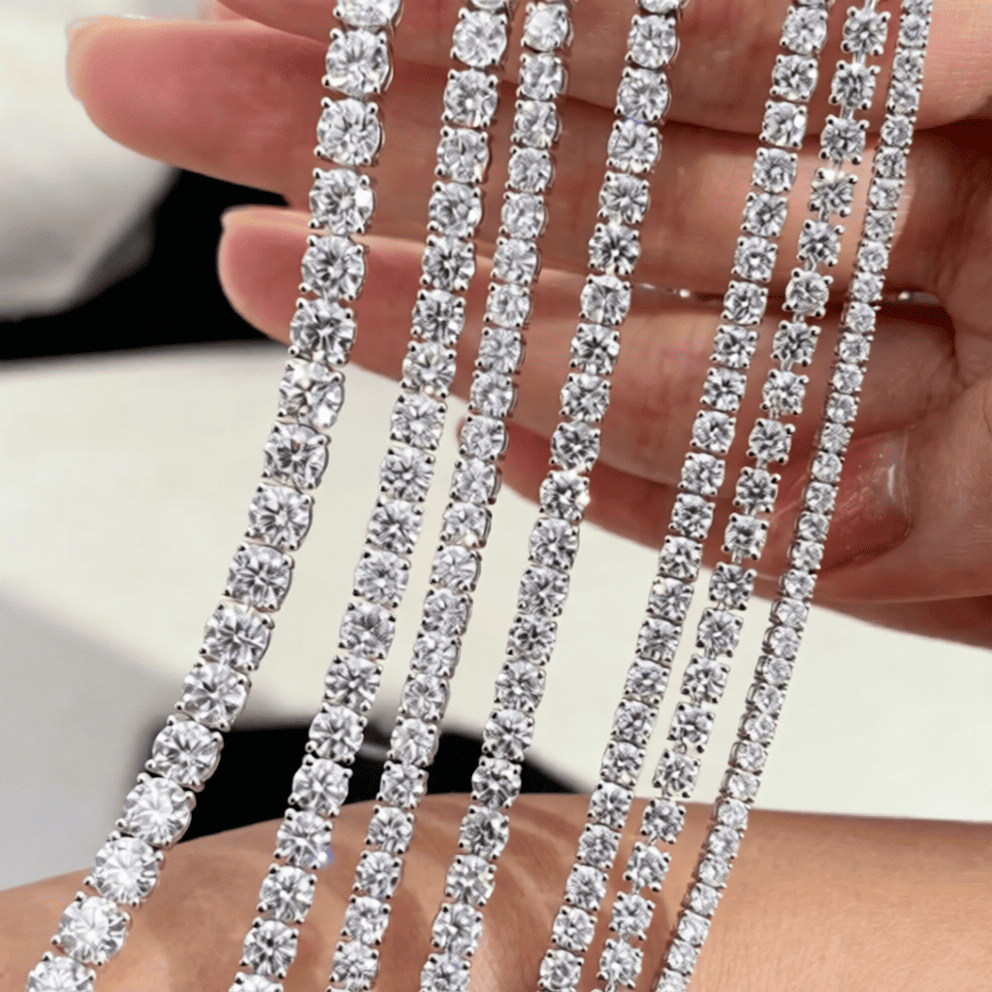 Collier rivière de diamants tennis assorti en or 18 carats